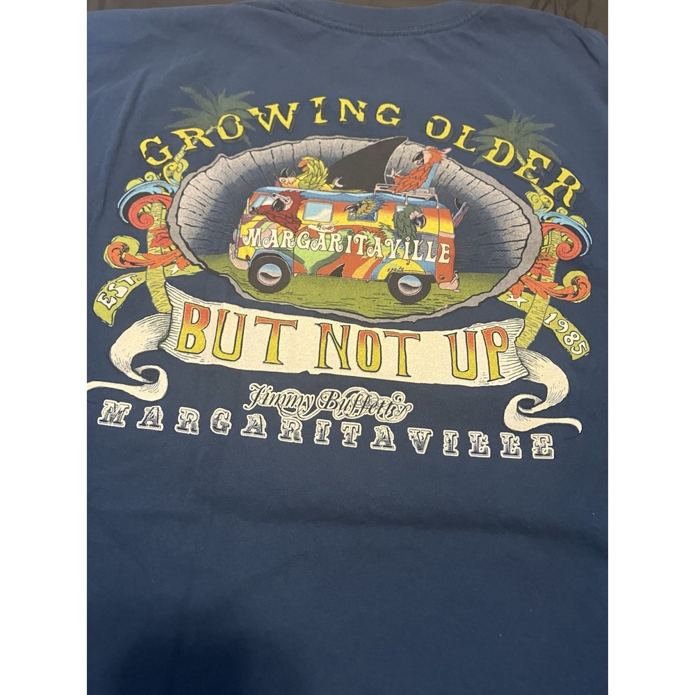 VTG Jimmy Buffet Shirt Unisex 2X Navy Margaritaville Key West Growing Older